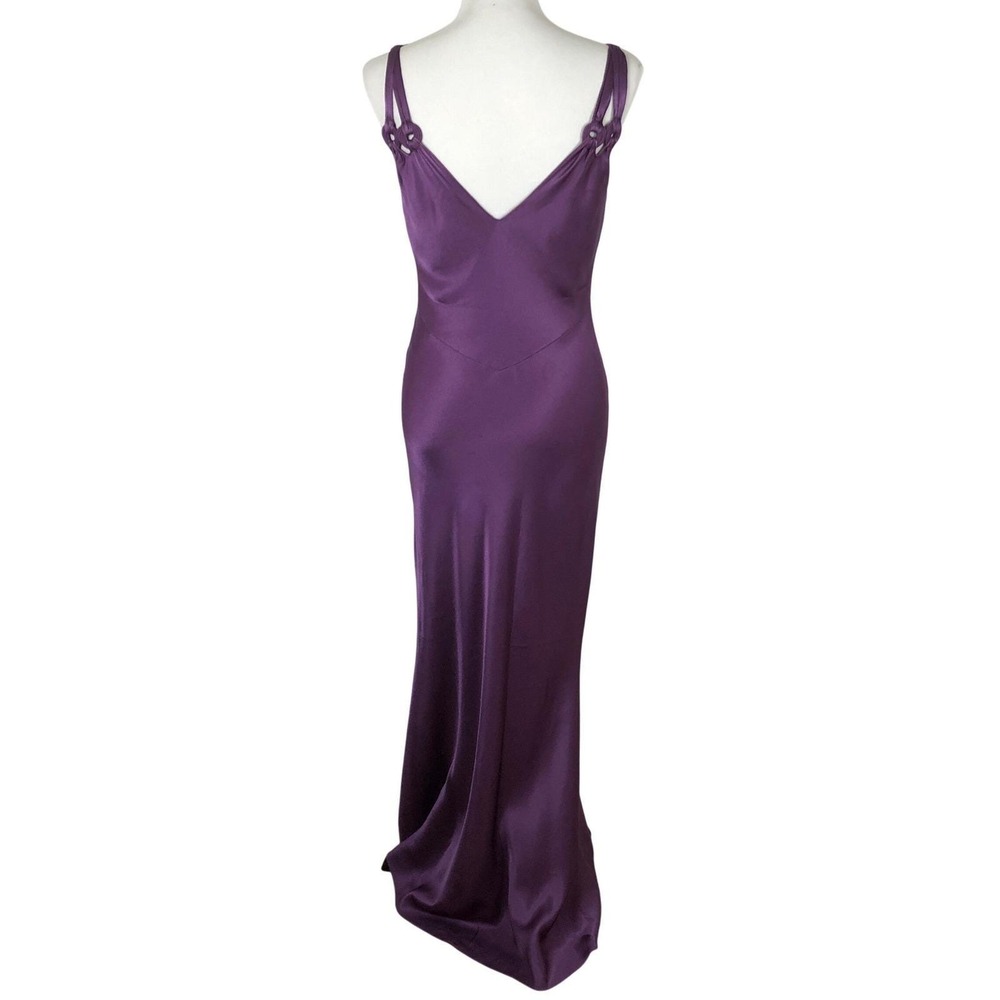 JOHN GALLIANO PARIS Bias Cut Gown + Tassel Scarf Sz 10 Purple Made in France EC - Picture 4 of 16